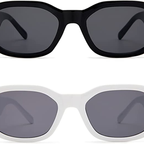 Black Rectangle Sunglasses Retro 90’s Vintage Side Gold Logo Detail Rose Chunky - Picture 4 of 4